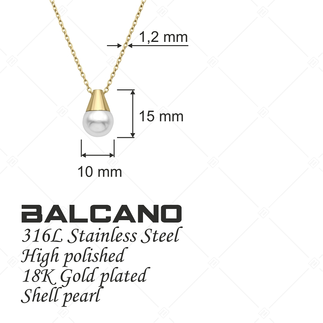 BALCANO - Ariel / Nemesacél gyöngy medálos nyaklánc, 18K arany bevonattal (341473BC88)