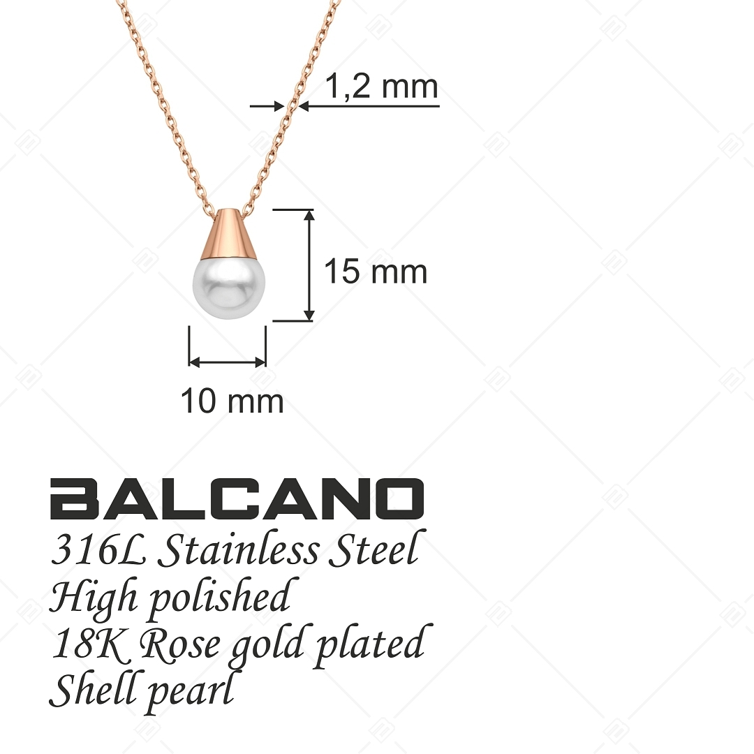 BALCANO - Ariel / Nemesacél gyöngy medálos nyaklánc, 18K rozé arany bevonattal (341473BC96)