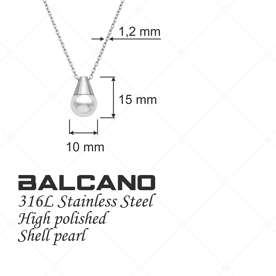 BALCANO - Ariel / Nemesacél gyöngy medálos nyaklánc, magasfényű polírozással (341473BC97)