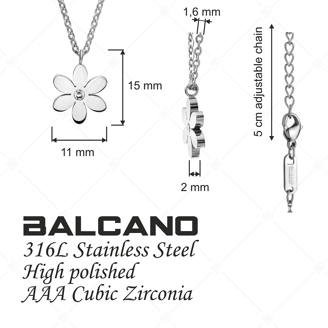 BALCANO - Dahlia / Nemesacél anker nyaklánc virágos medállal, magasfényű polírozással (341475BC97)