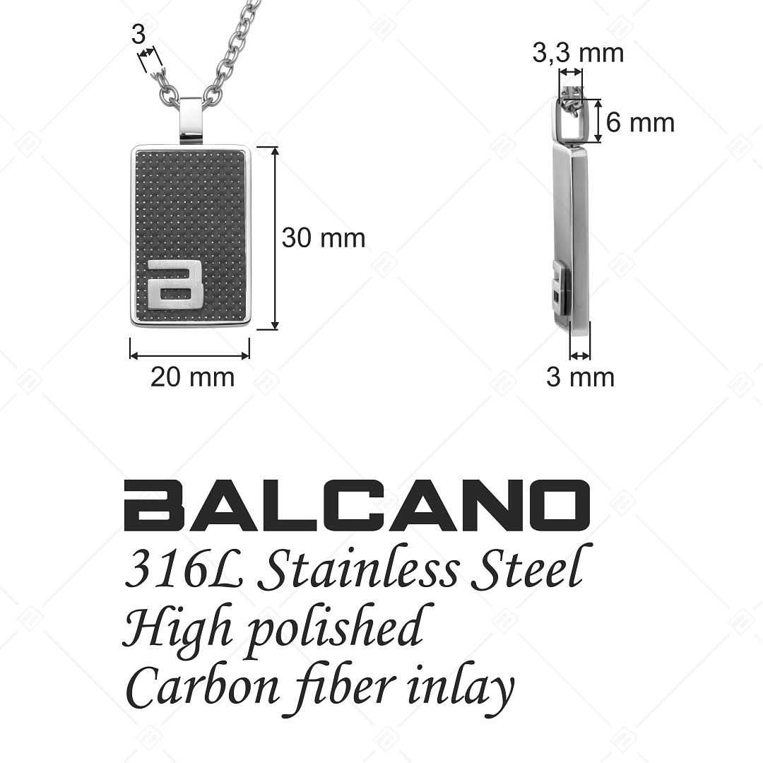 BALCANO - Carbon / Nemesacél anker nyaklánc szénszál berakásos medállal (342007BL99)