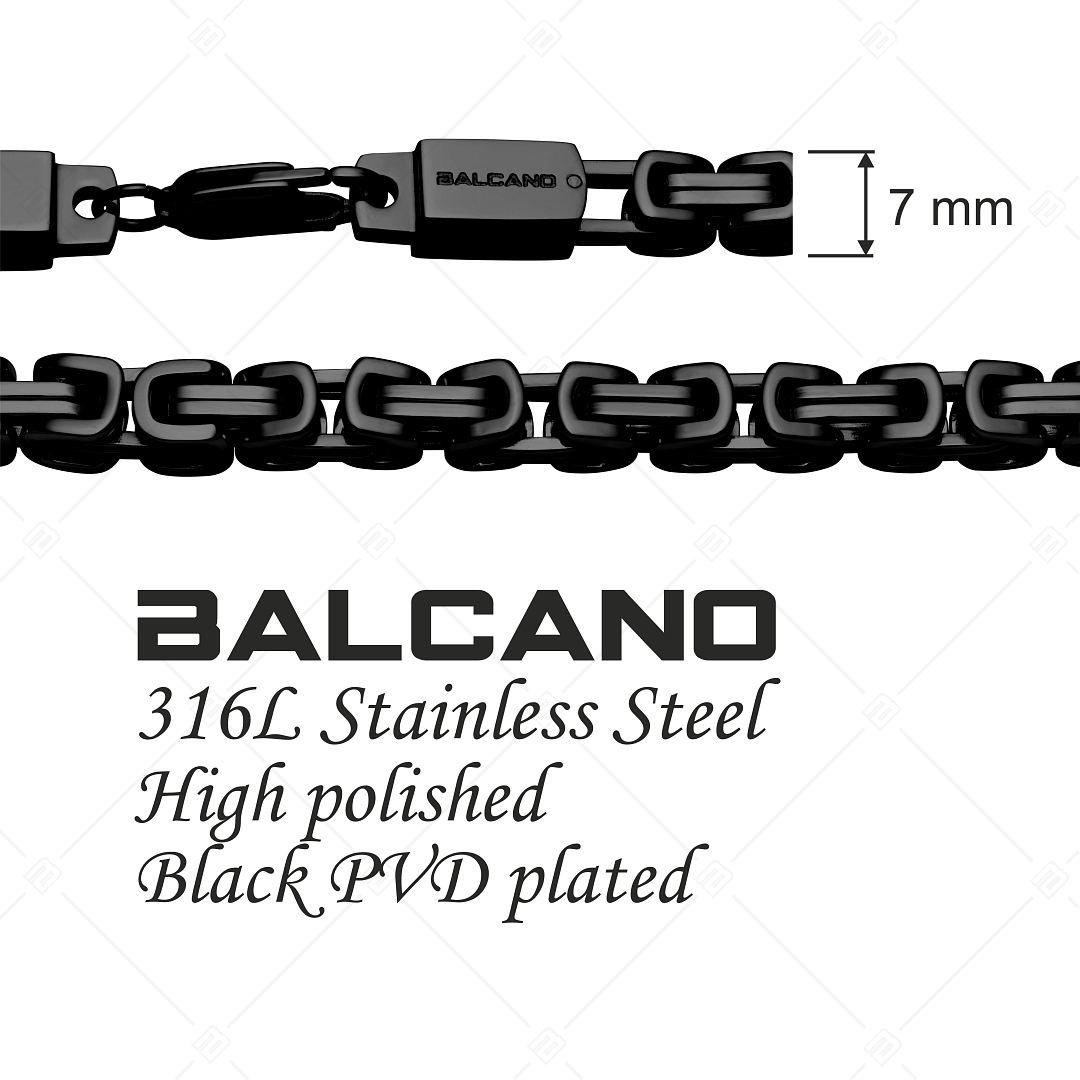 BALCANO - Square King / Nemesacél szögletes szemes királylánc fekete PVD bevonattal - 7 mm (342010BL11)