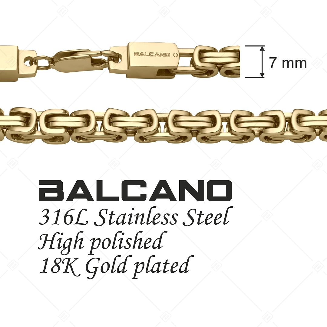 BALCANO - Square King / Nemesacél szögletes szemes királylánc, 18K arany bevonattal - 7 mm (342010BL88)