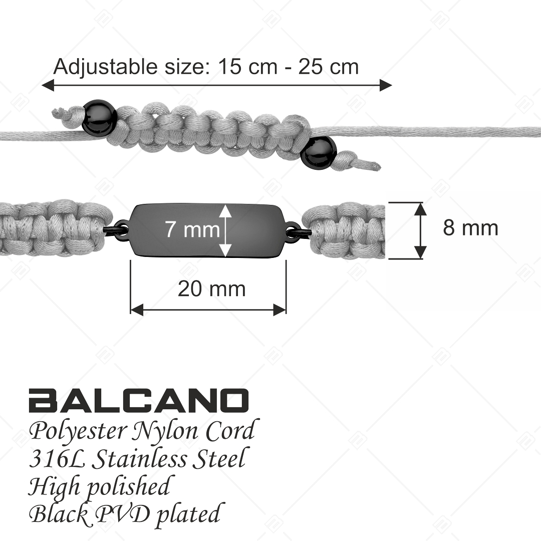 BALCANO - Barátság karkötő / Téglalap alakú, gravírozható fejrésszel, fekete PVD bevonattal (441051HM11)
