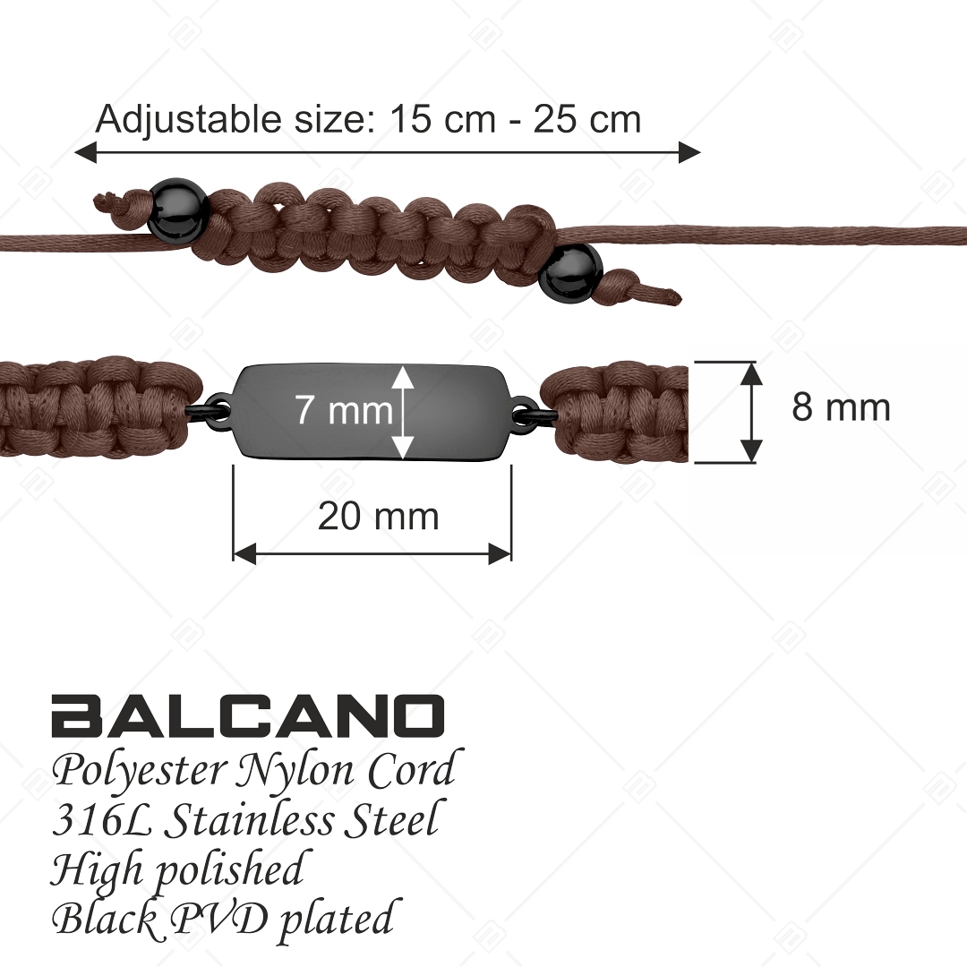 BALCANO - Barátság karkötő / Téglalap alakú, gravírozható fejrésszel, fekete PVD bevonattal (441051HM11)