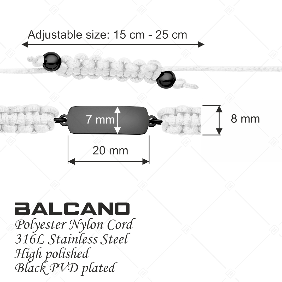BALCANO - Friendship / Barátság karkötő téglalap alakú nemesacél gravírozható fejrésszel, fekete PVD bevonattal (441051HM11)