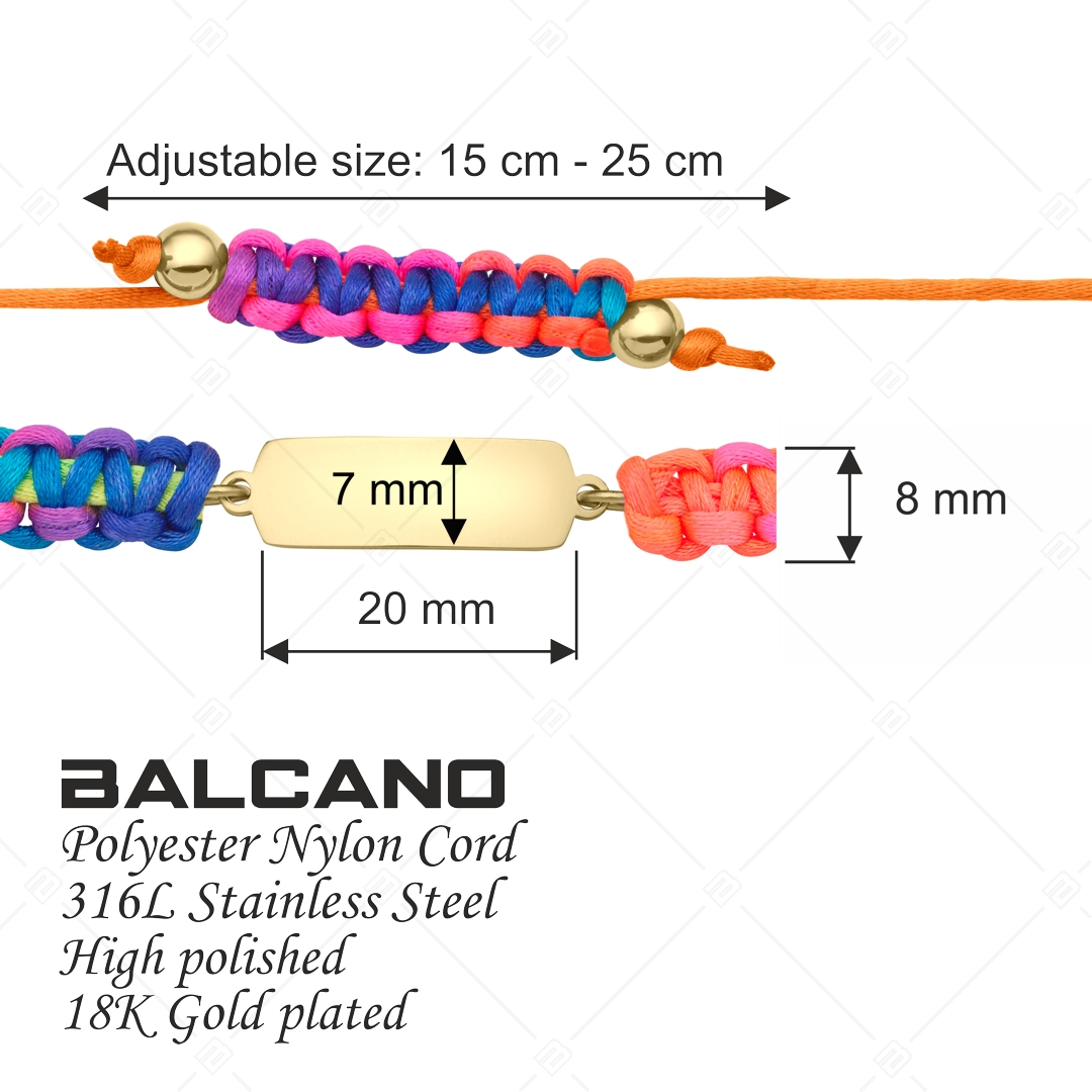 BALCANO - Friendship / Barátság karkötő nemesacél téglalap alakú gravírozható fejrésszel, 18K arany bevonattal (441051HM88)