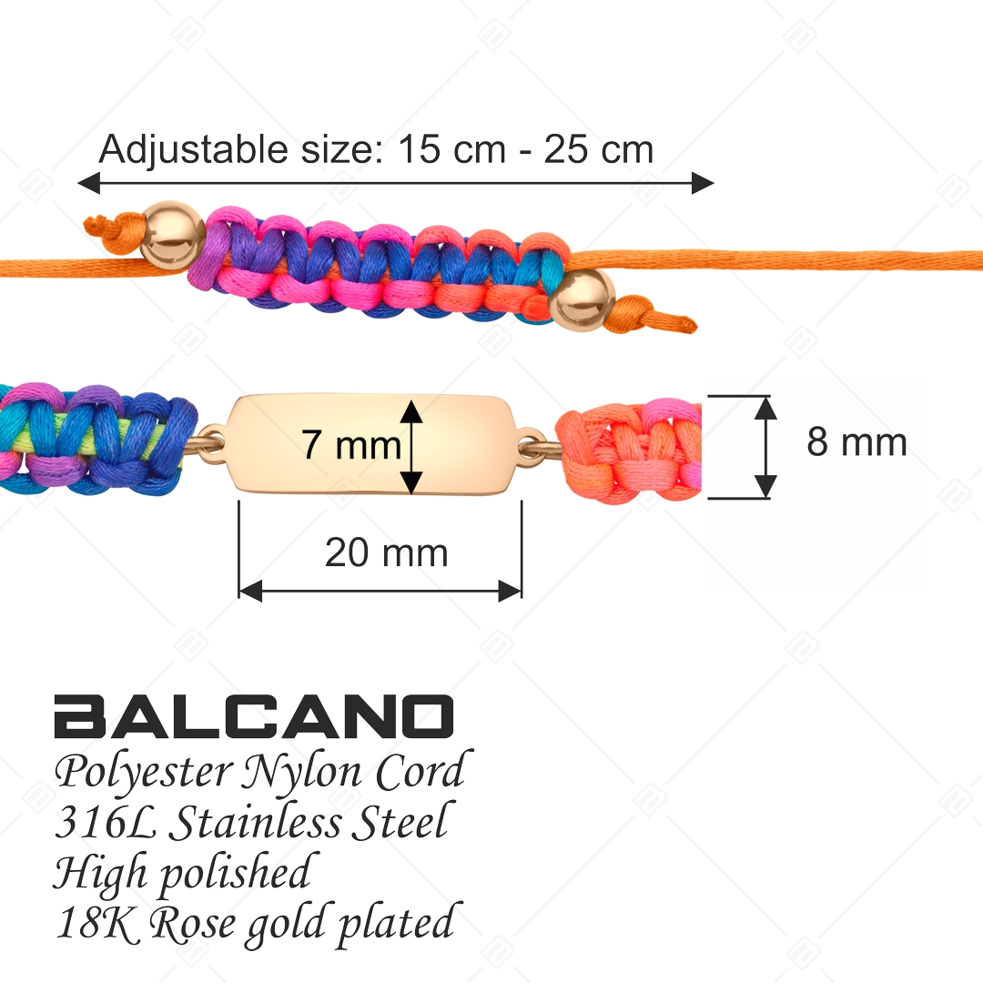 BALCANO - Friendship / Barátság karkötő Téglalap alakú nemesacél gravírozható fejrésszel, 18K rozé arany bevonattal (441051HM96)