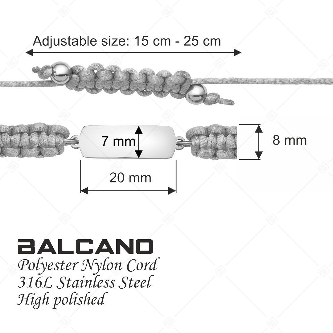 BALCANO - Friendship / Barátság karkötő téglalap alakú nemesacél gravírozható fejrésszel, magasfényű polírozással (441051HM97)