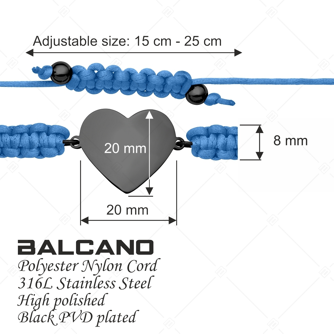 BALCANO - Barátság karkötő / Szív alakú, gravírozható fejrésszel, fekete PVD bevonattal (441052HM11)
