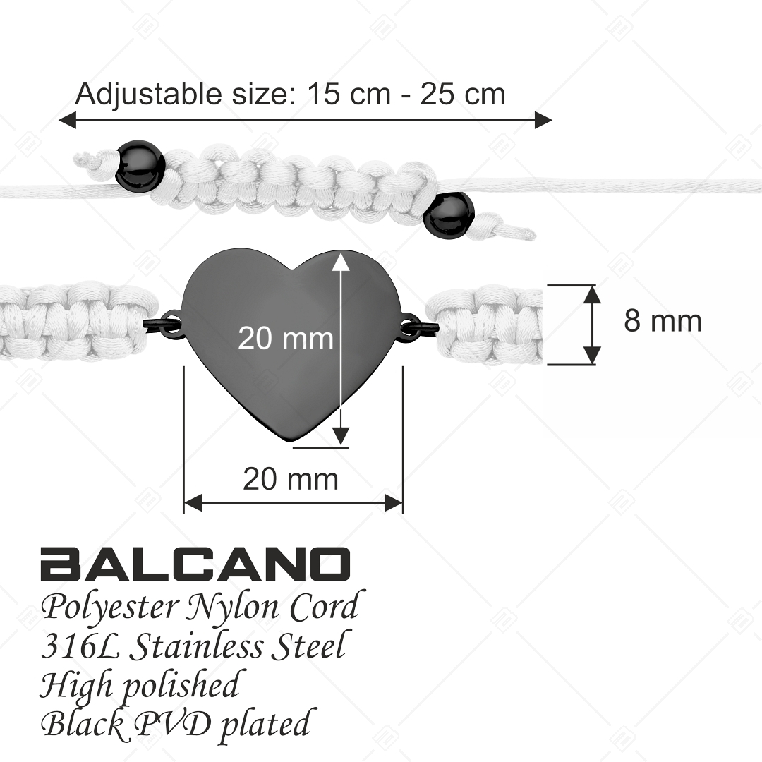 BALCANO -  Friendship / Barátság karkötő Szív alakú nemesacél gravírozható fejrésszel, fekete PVD bevonattal (441052HM11)