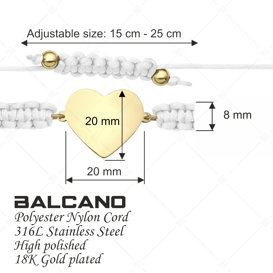 BALCANO - Barátság karkötő / Szív alakú, gravírozható fejrésszel, 18K arany bevonattal (441052HM88)