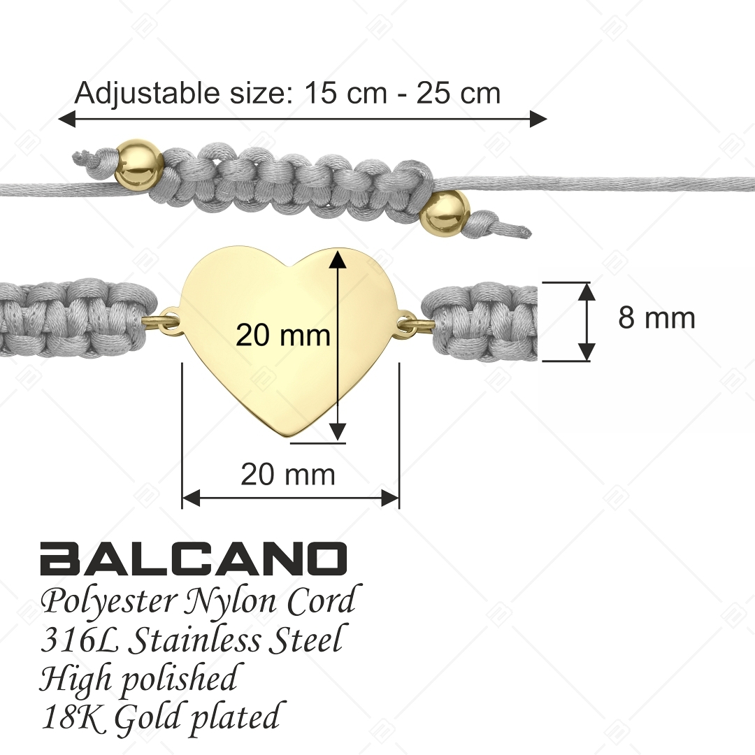 BALCANO - Barátság karkötő / Szív alakú, gravírozható fejrésszel, 18K arany bevonattal (441052HM88)