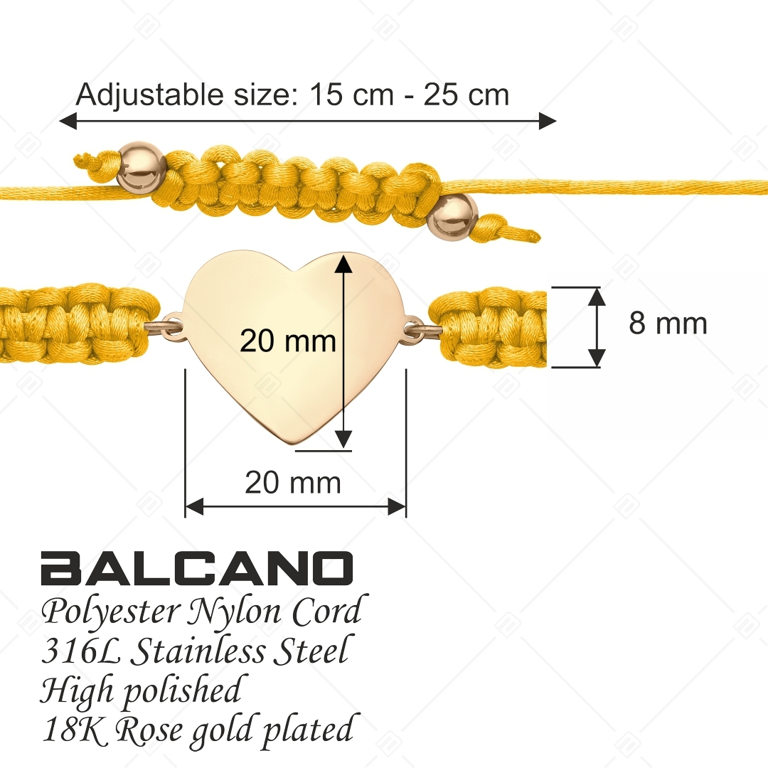 BALCANO - Friendship / Barátság karkötő szív alakú nemesacél gravírozható fejrésszel, 18K rozé arany bevonattal (441052HM96)