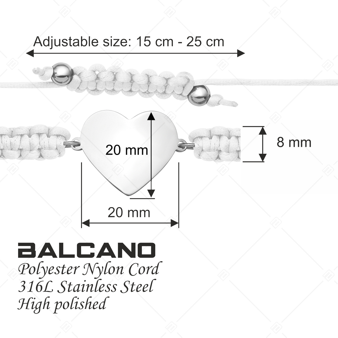 BALCANO - Barátság karkötő / Szív alakú, gravírozható fejrésszel, magasfényű polírozással (441052HM97)