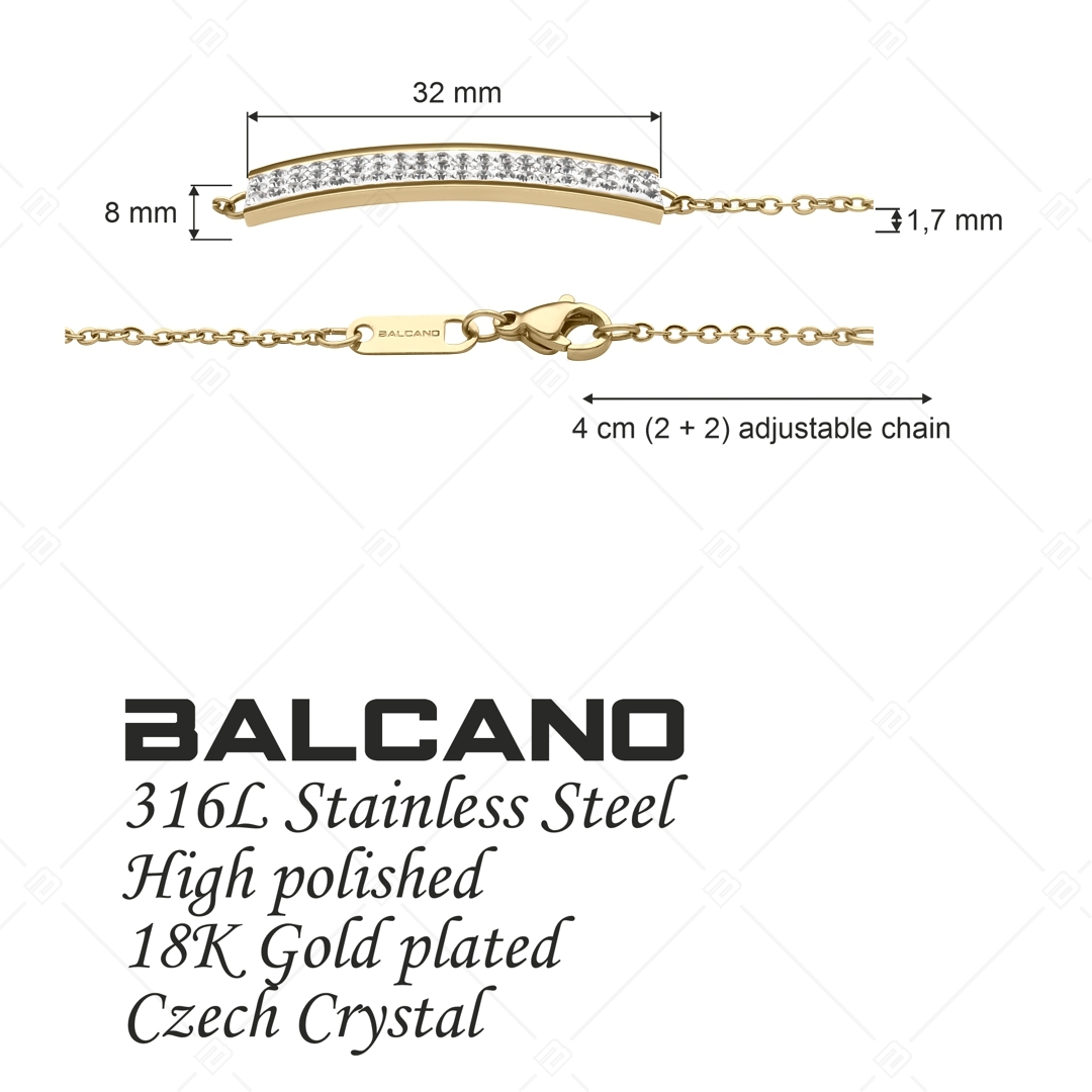 BALCANO - Giulia / Nemesacél karkötő téglalap alakú kristály medállal és 18K arany bevonattal (441105BC88)