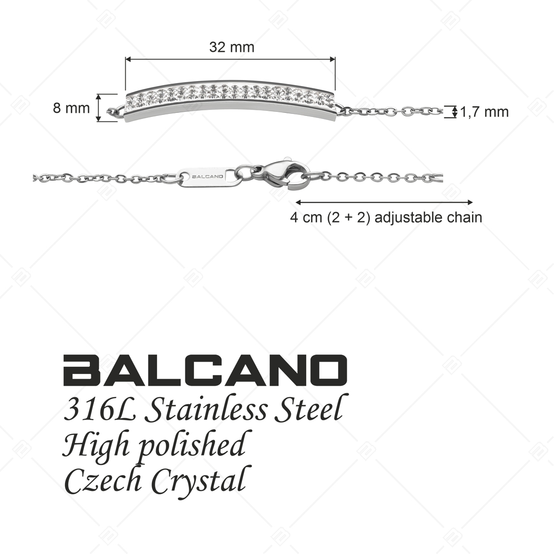 BALCANO - Giulia / Nemesacél Karkötő téglalap alakú kristály medállal és magasfényű polírozással (441105BC97)
