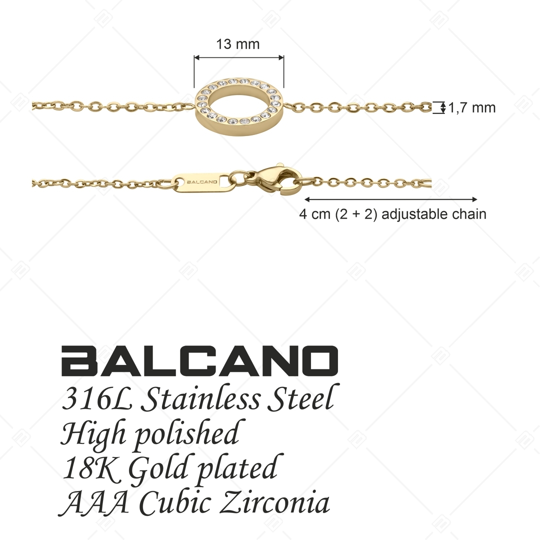 BALCANO - Veronic /  Nemesacél Karkötő kerek cirkónia drágaköves medállal és 18K arany bevonattal (441106BC88)