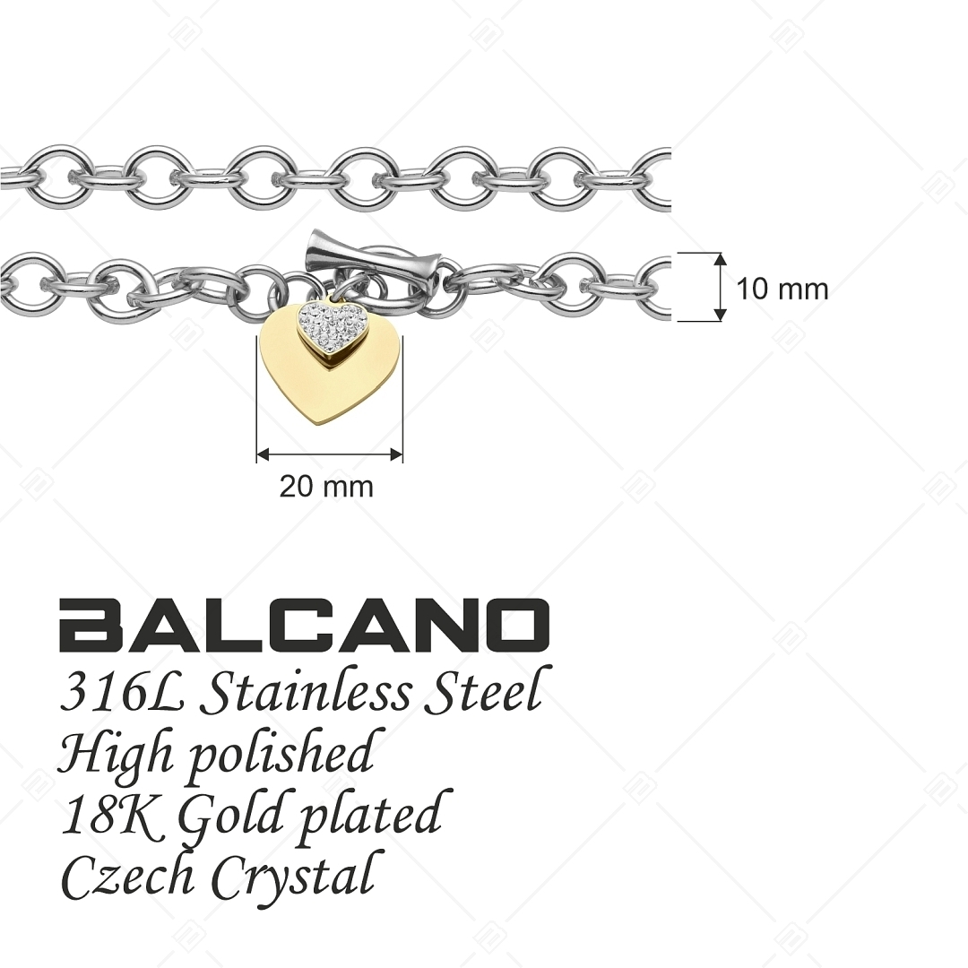 BALCANO - Nina / Nemesacél láncos karkötő szív alakú charmmal, 18K arany bevonattal (441182BC88)