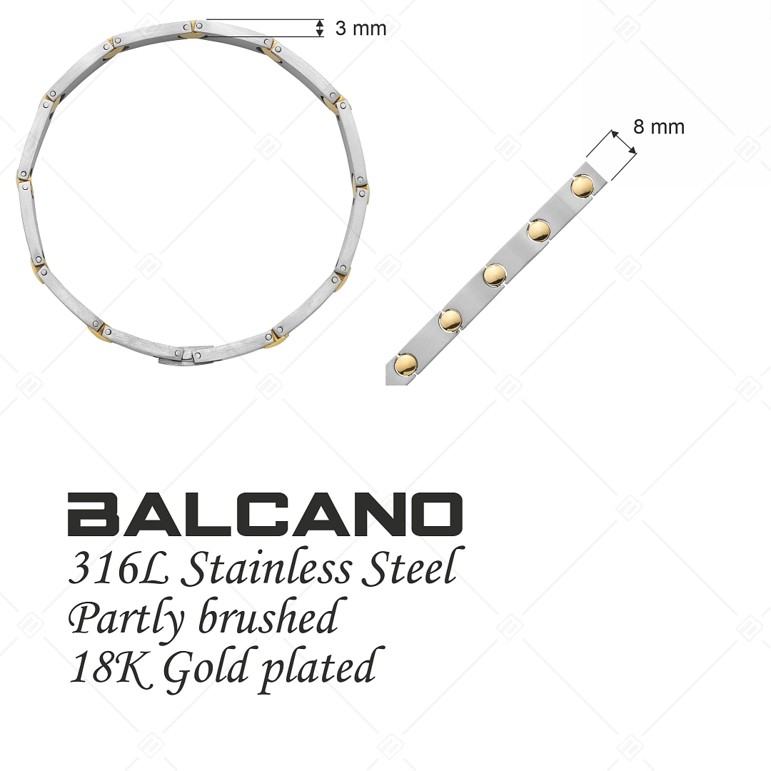 BALCANO - Cosmo / Matt felületű nemesacél merev karkötő 18K arany díszítéssel (441183BC88)