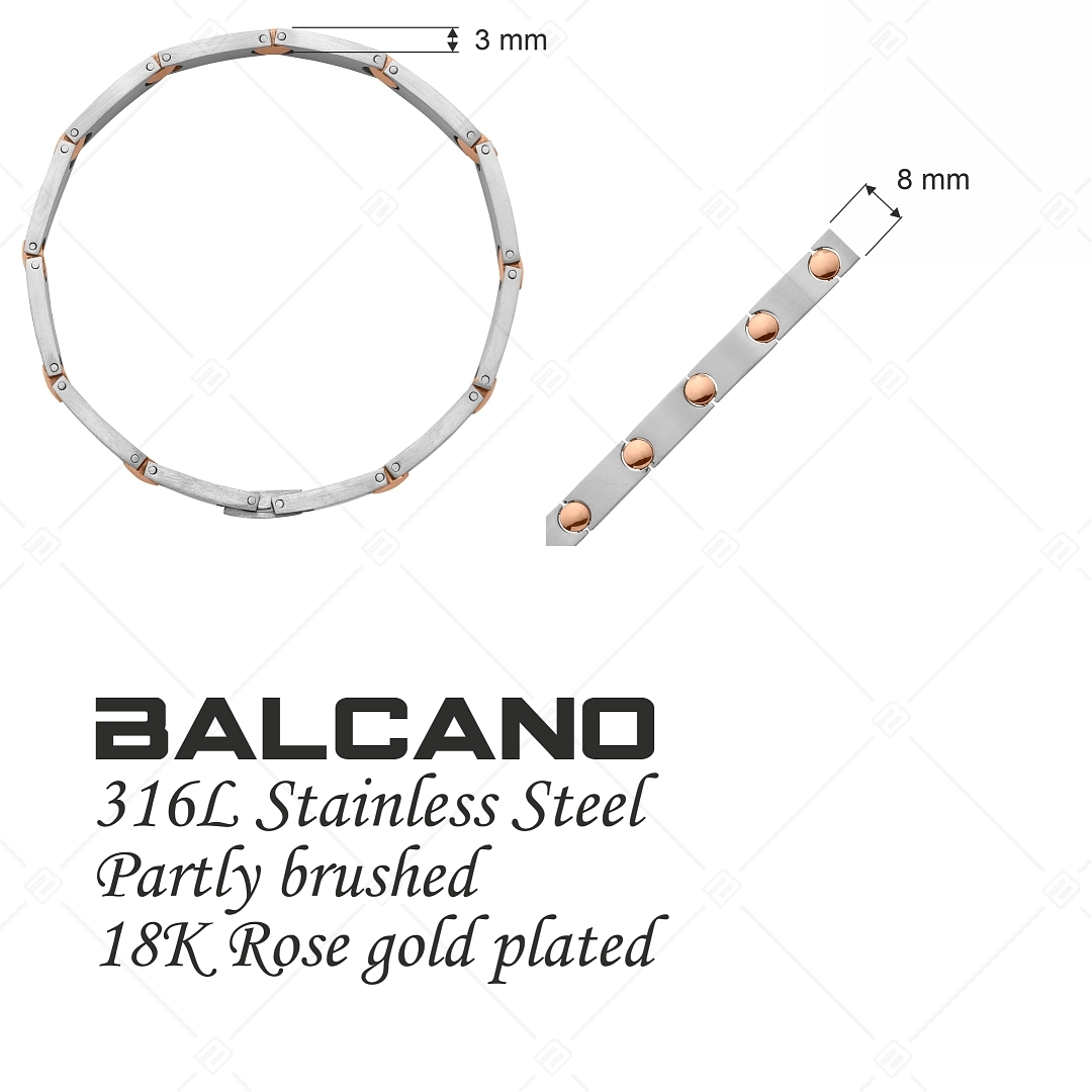 BALCANO - Cosmo / Matt felületű nemesacél merev karkötő 18K rozé arany díszítéssel (441183BC96)