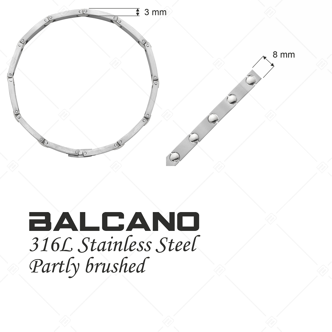 BALCANO - Cosmo / Matt felületű nemesacél merev karkötő, magasfényű díszítéssel (441183BC97)