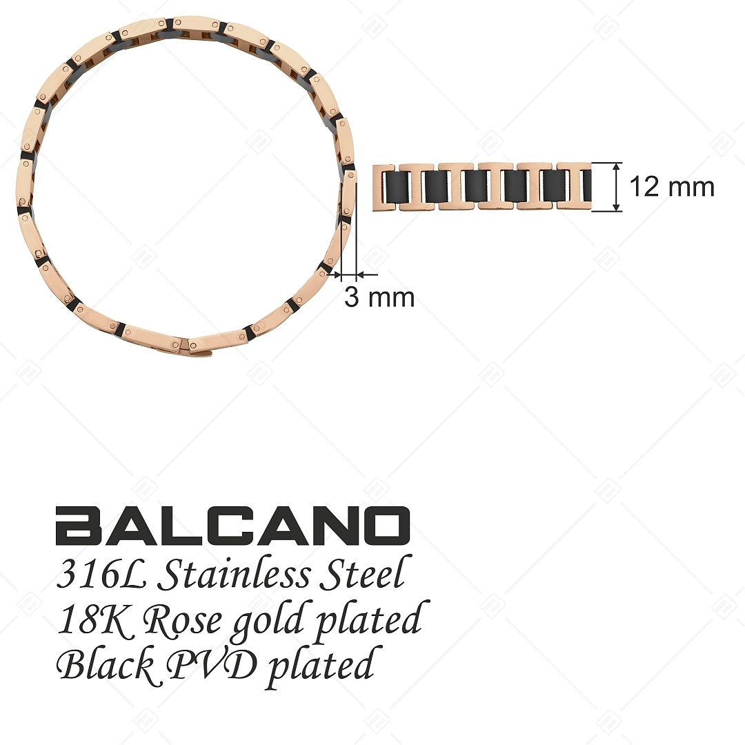 BALCANO - Clark / Divatos nemesacél karkötő 18K rozé arany bevonattal (441185BC96)