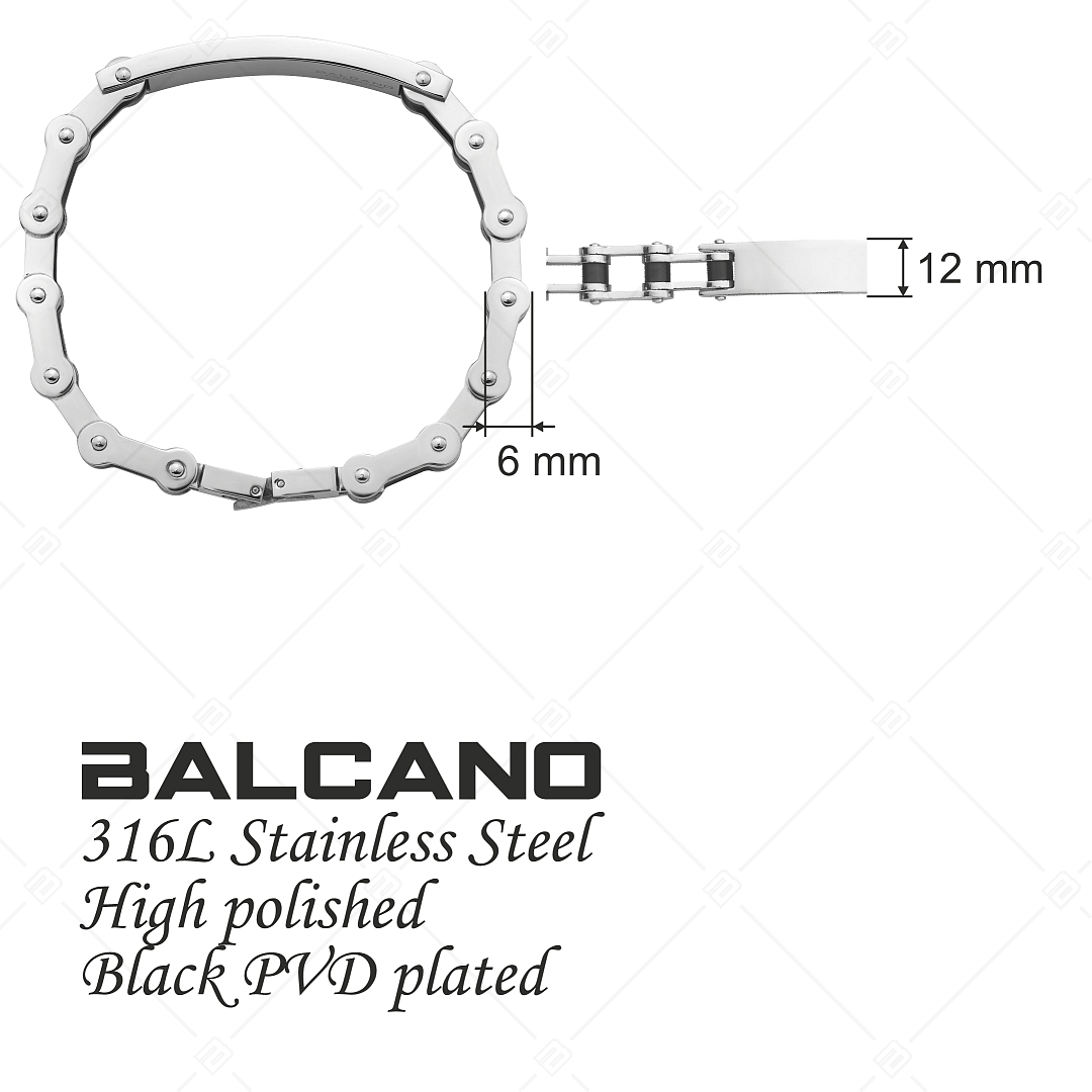 BALCANO - Brandon / Nemesacél motorlánc típusú karkötő, fekete PVD bevonattal és magasfényű polírozással (441188EG97)