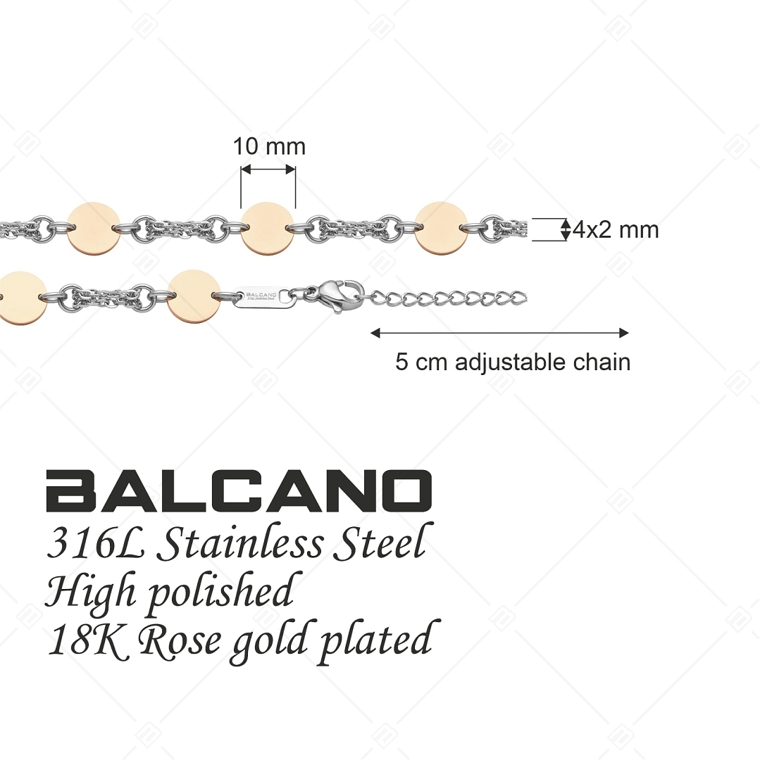 BALCANO - Charlie / 4 soros anker karkötő, 18K rozé arany bevonatos, kerek díszekkel (441194BC96)
