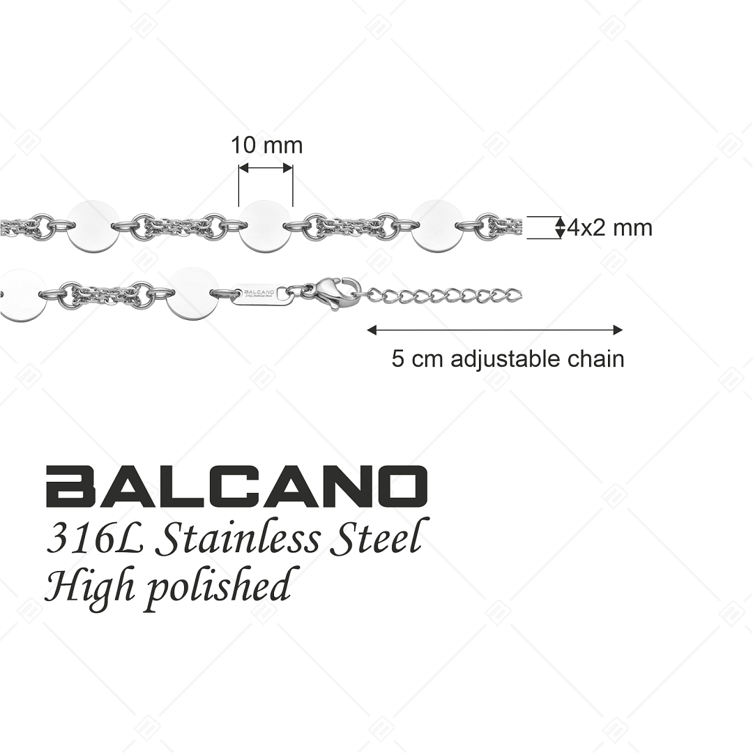 BALCANO - Charlie / Nemesacél 4 soros anker karkötő, kerek díszekkel, magasfényű polírozással (441194BC97)