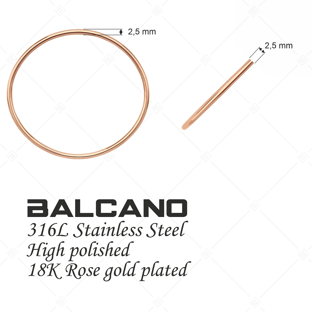 BALCANO - Simply / Klasszikus nemesacél kerek karperec, 18K rozé arany bevonattal - 2,5 mm (441197BC96)