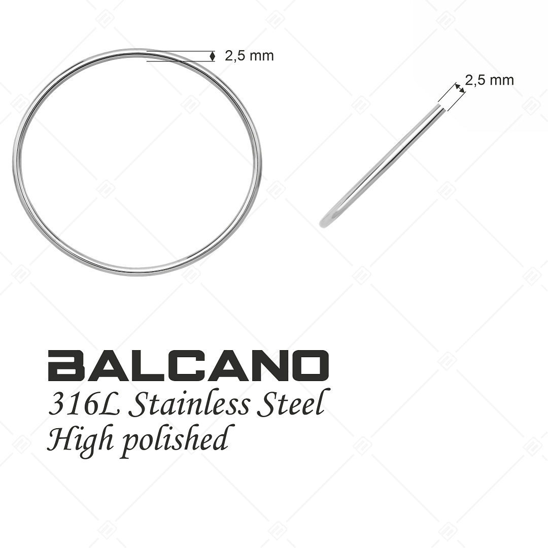 BALCANO - Simply / Klasszikus nemesacél kerek karperec, magasfényű polírozással - 2,5 mm (441197BC97)