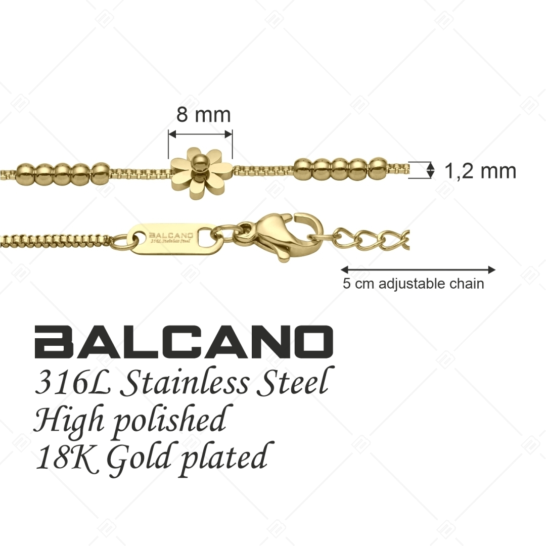 BALCANO - Daisy / Nemesacél karkötő százszorszép alakú díszekkel és 18K arany bevonattal (441200BC88)