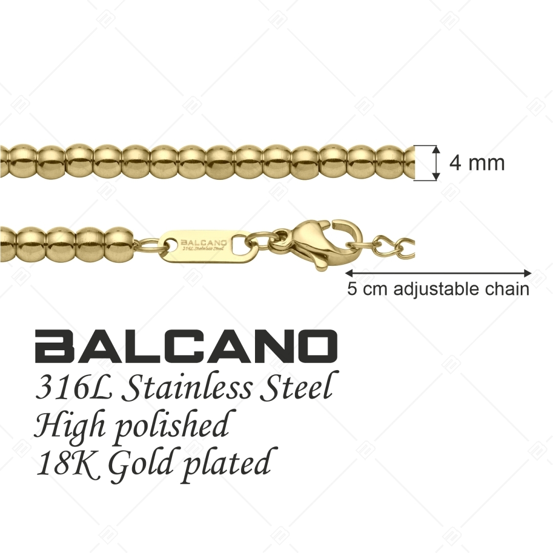 BALCANO - Dottie / Lapított anker láncos nemesacél karkötő bogyókkal, 18K arany bevonattal (441201BC88)
