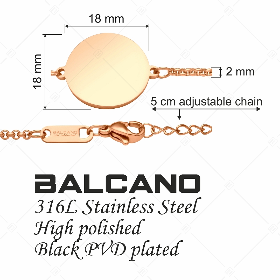 BALCANO - Tondo / Nemesacél karkötő kör alakú gravírozható fejrésszel (441204EG96)