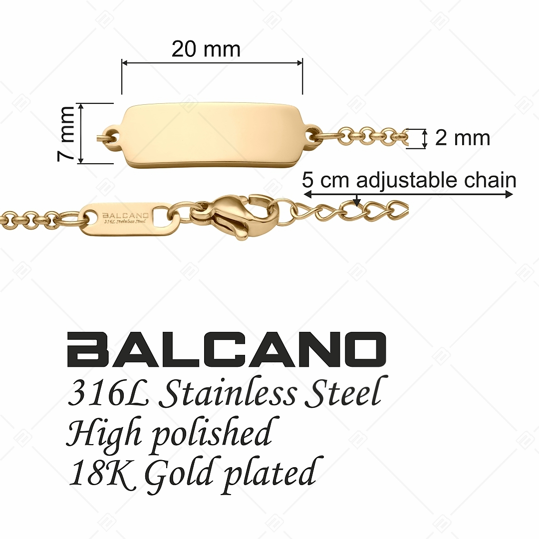 BALCANO - Mattone / Nemesacél karkötő téglalap alakú gravírozható fejrésszel (441205EG88)