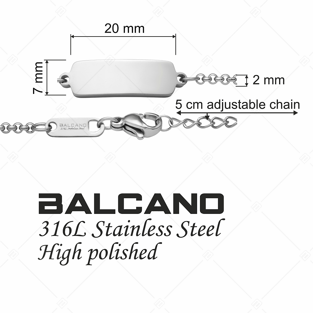 BALCANO - Mattone / Nemesacél karkötő téglalap alakú gravírozható fejrésszel (441205EG97)