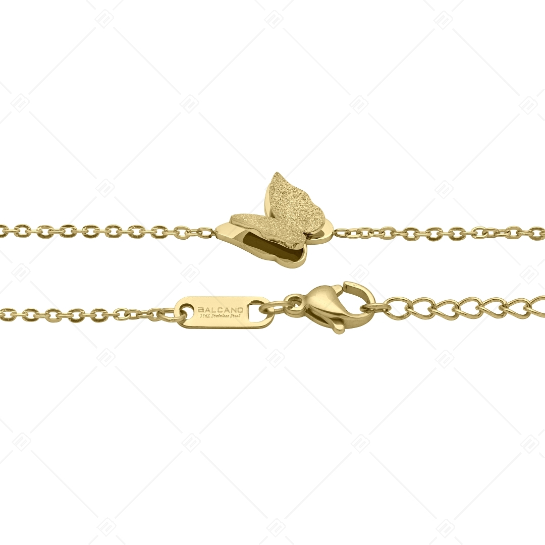 BALCANO - Papillon / Nemesacél Csillámos felületű pillangóval díszített karkötő 18K arany bevonattal (441207BC88)