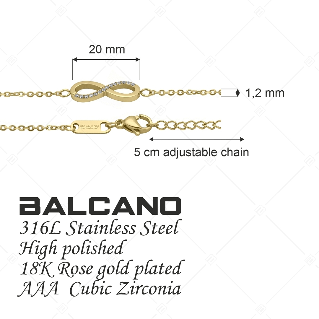 BALCANO - Infinity / Cirkónia drágaköves nemesacél  anker karkötő, 18K arany bevonattal (441209BC88)