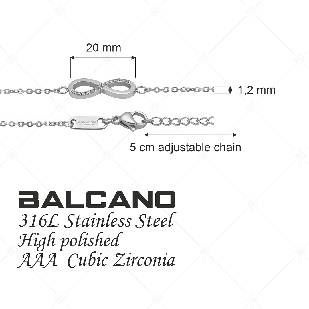 BALCANO - Infinity / Cirkónia drágaköves nemesacél anker karkötő, magasfényű polírozással (441209BC97)