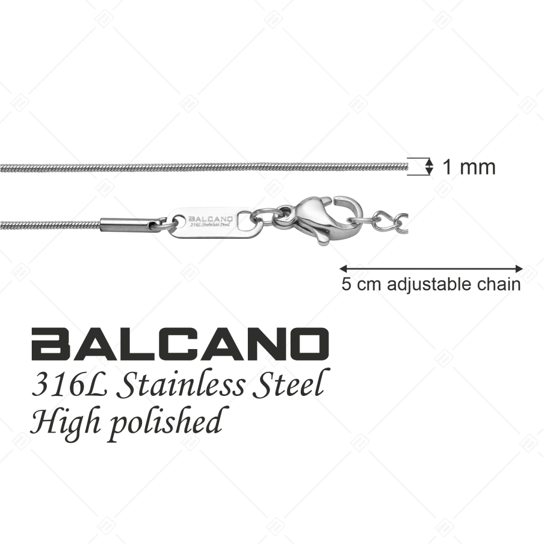 BALCANO - Snake / Nemesacél kígyólánc típusú karkötő, magasfényű polírozással - 1 mm (441210BC97)