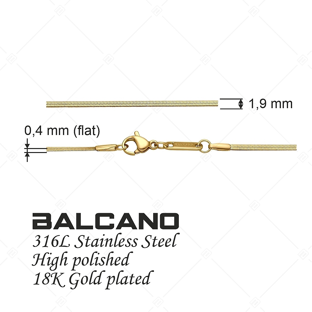 BALCANO - Flattened Snake / Lapított nemesacél kígyólánc karkötő 18K arany bevonattal - 1,9 mm (441215BC88)