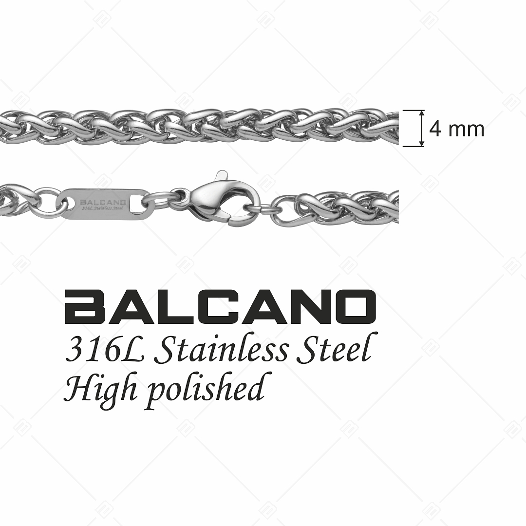 BALCANO - Braided / Nemesacél fonott láncos karkötő magasfényű polírozással - 4 mm (441216BC97)