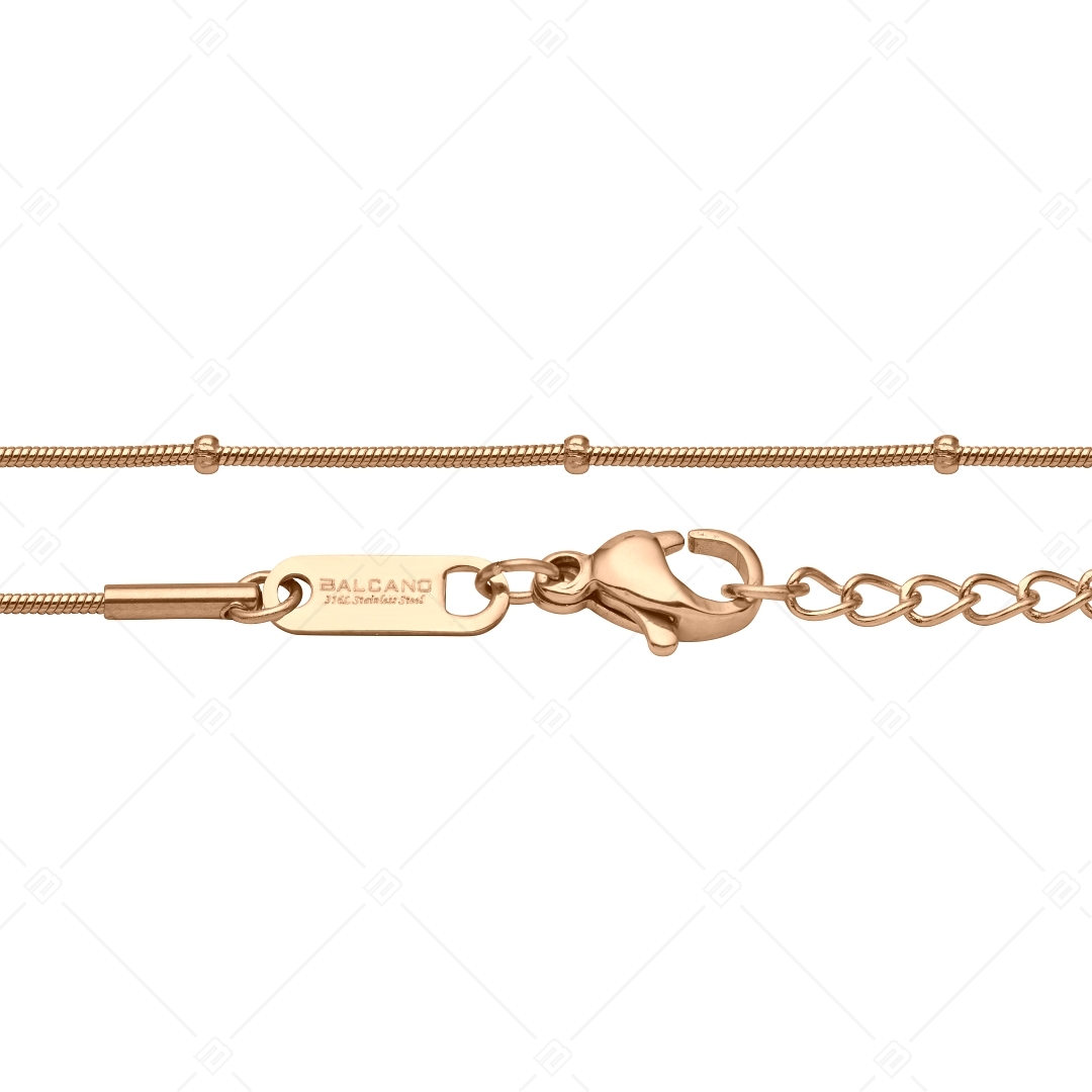 BALCANO - Beaded Snake / Nemesacél bogyós kígyólánc típusú karkötő 18K rozé arany bevonattal - 1 mm (441220BC96)