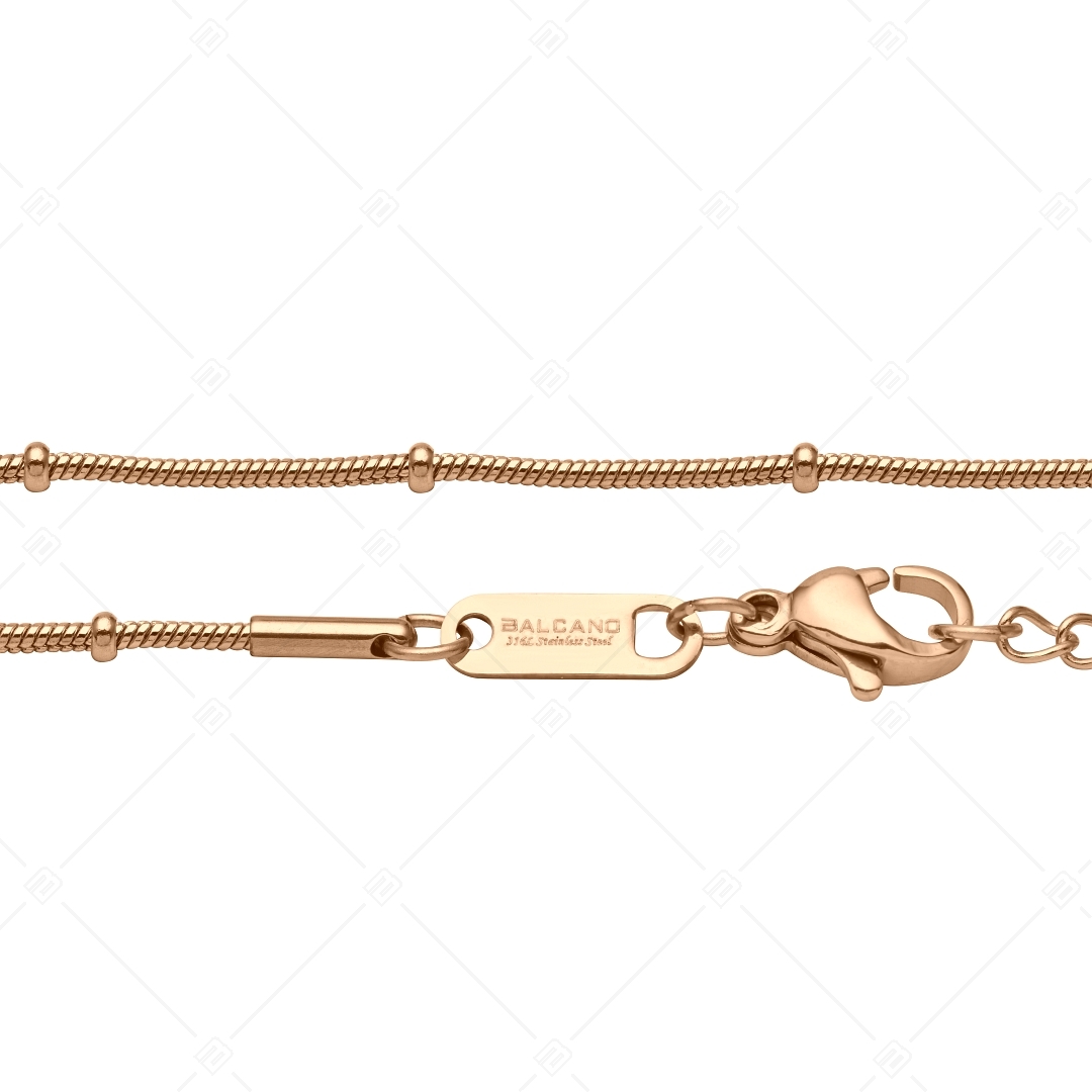 BALCANO - Beaded Snake / Nemesacél Bogyós kígyólánc típusú karkötő 18K rozé arany bevonattal - 1,2 mm (441221BC96)