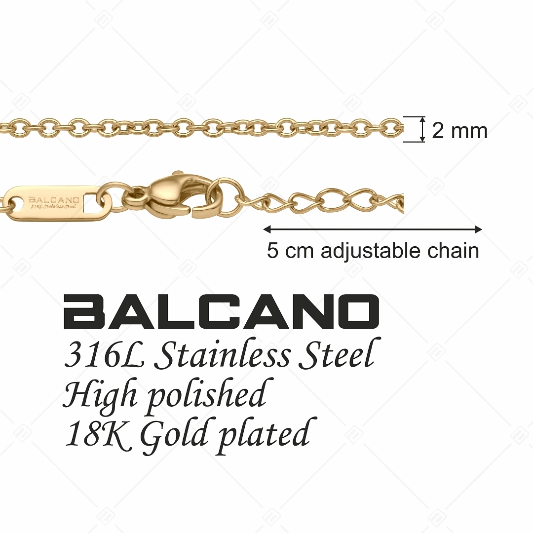 BALCANO - Cable Chain / Nemesacél anker karkötő 18K arany bevonattal - 2 mm (441233BC88)