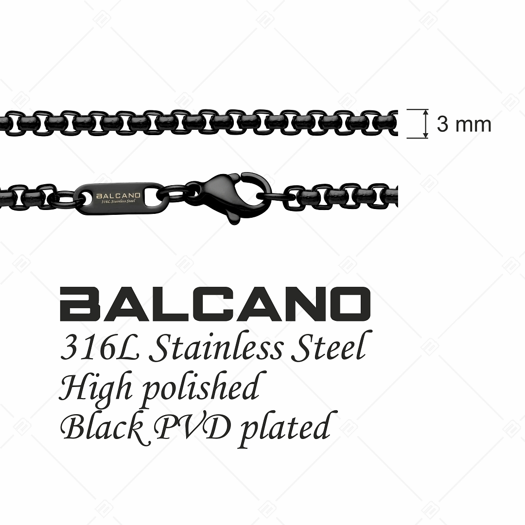 BALCANO - Round Venetian / Kerekített velencei kocka karkötő fekete PVD bevonattal - 3 mm (441245BC11)