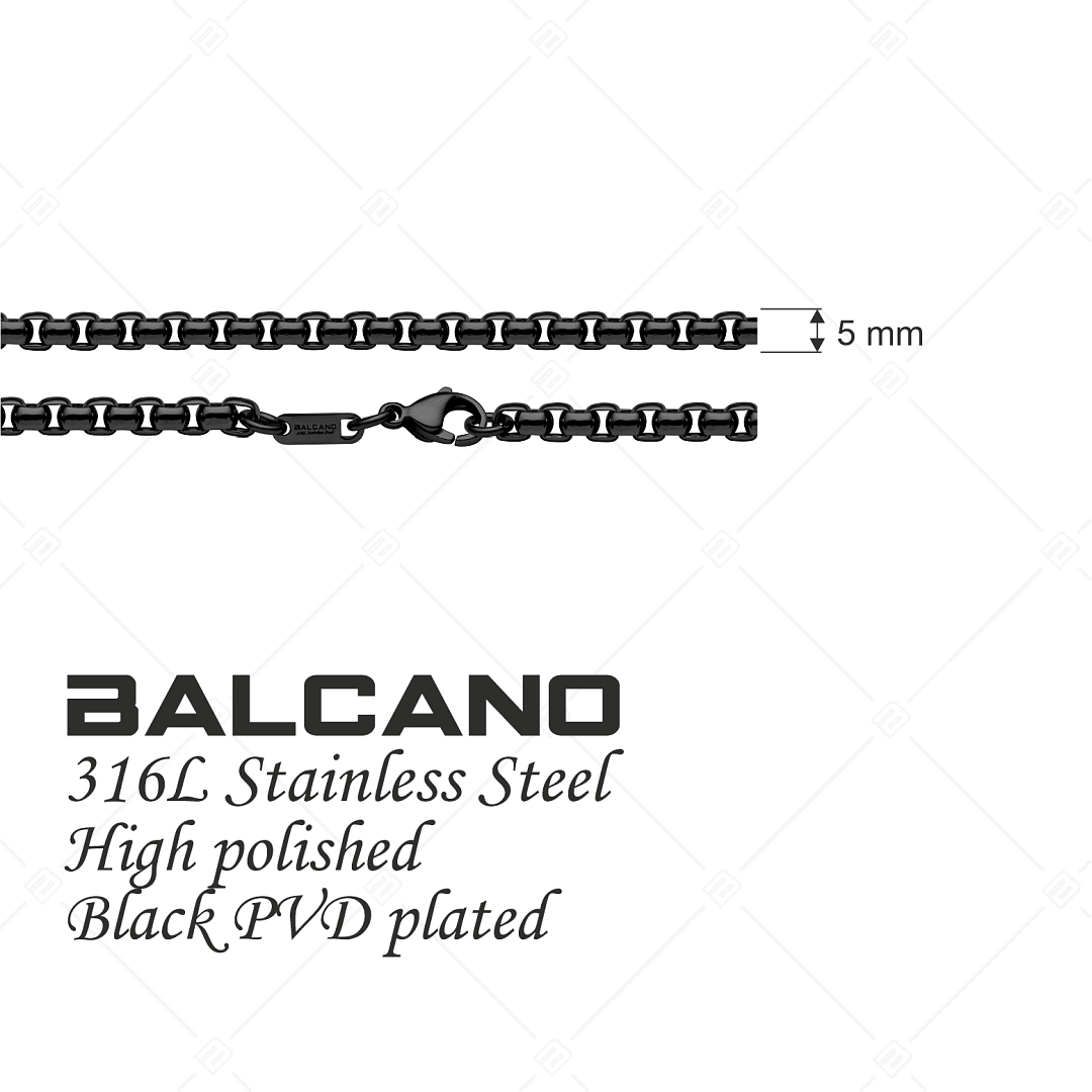 BALCANO - Round Venetian / Nemesacél Kerekített szemes velencei kocka karkötő fekete PVD bevonattal - 5 mm (441247BC11)
