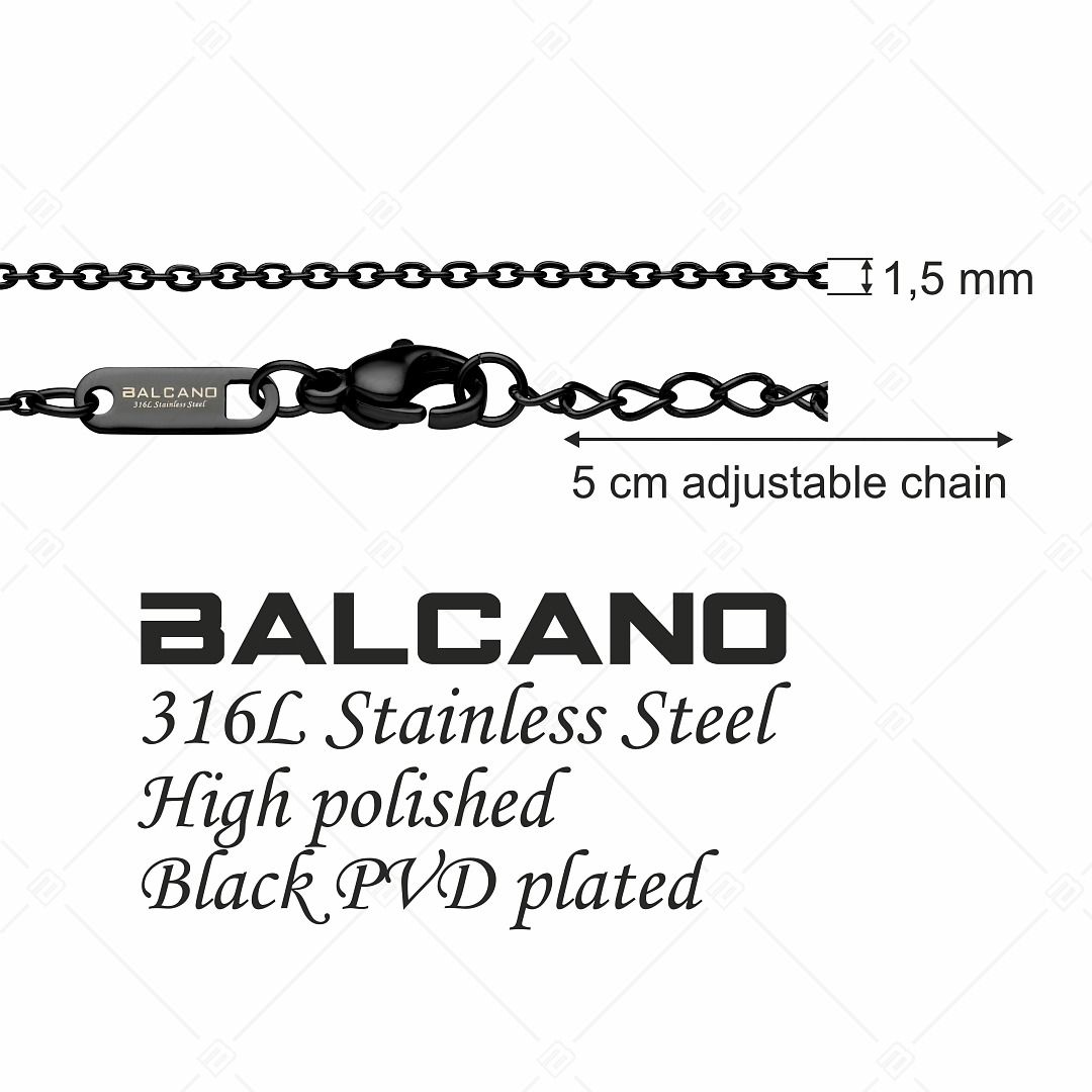 BALCANO - Flat Cable / Nemesacél lapított szemes anker karkötő fekete PVD bevonattal - 1,5 mm (441252BC11)