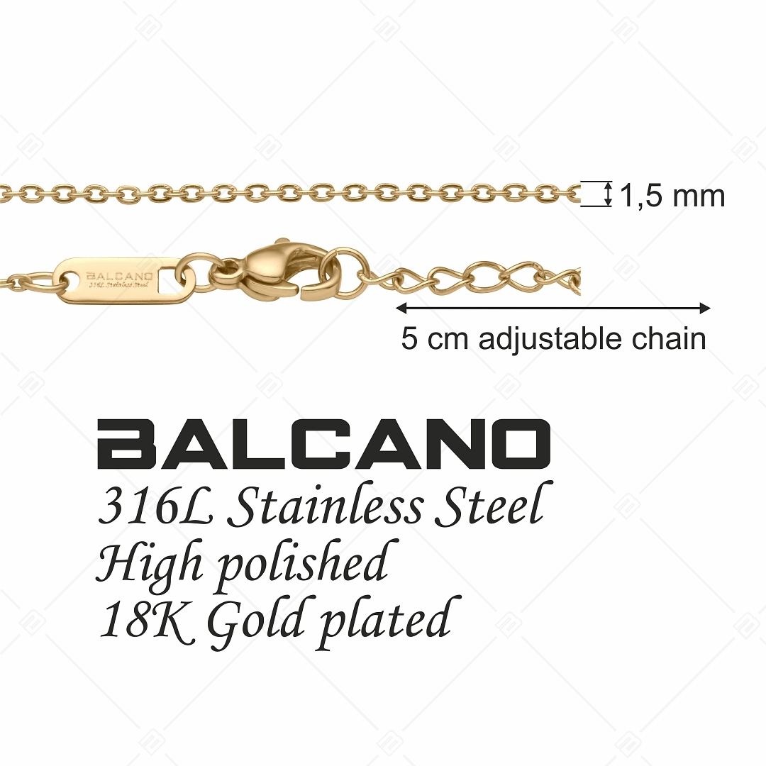 BALCANO - Flat Cable / Nemesacél lapított szemes anker karkötő 18K arany bevonattal - 1,5 mm (441252BC88)